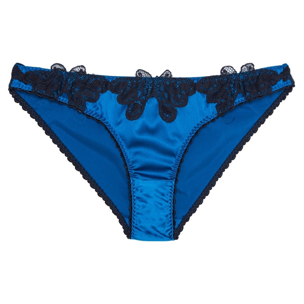 Agent Provocateur Aymee Blue Black Silk Brief NWT